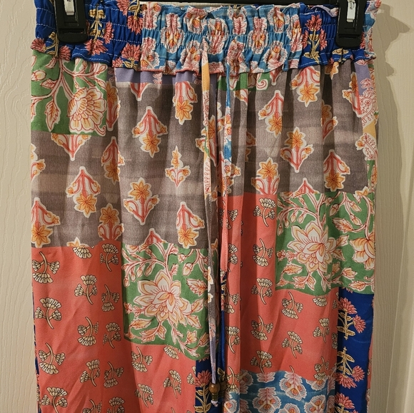 THML Floral Colorful Patchwork Design Wide Leg Pants Size S - Picture 2 of 5
